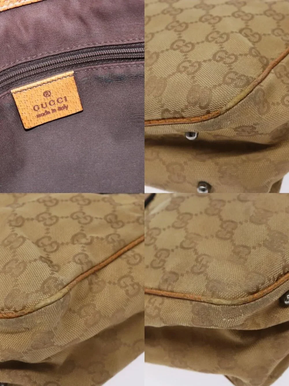 GUCCI GG Canvas Hand Bag Brown 113019 Auth 134527